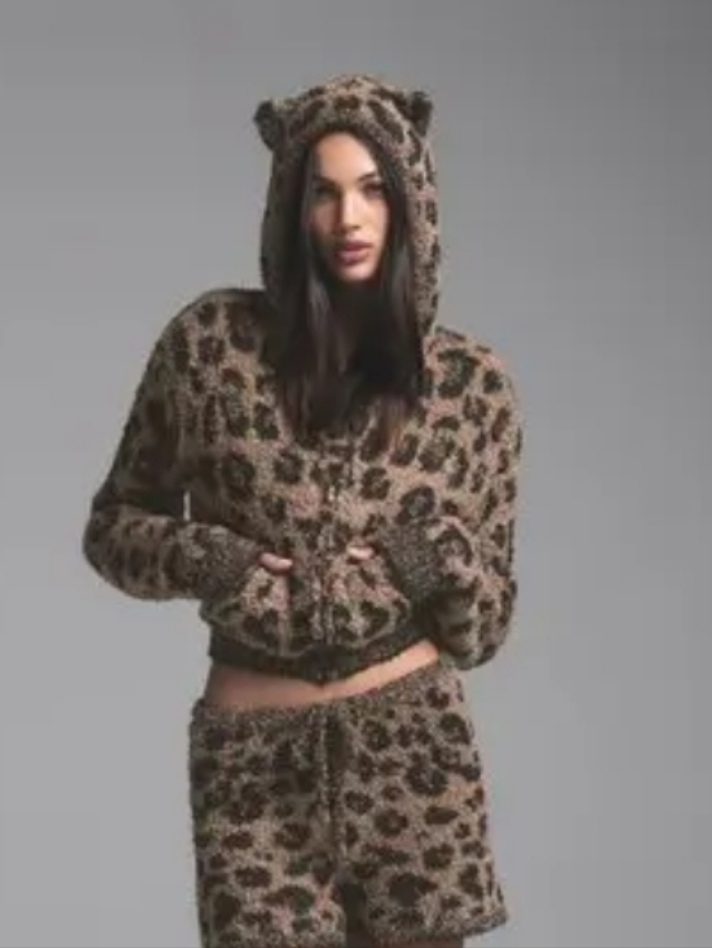 SKIMS cozy knit animal ear hoodie Size S/M